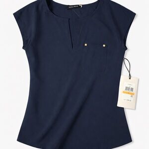 NWT Ivanka Trump Dark Blue Cap Sleeve Top